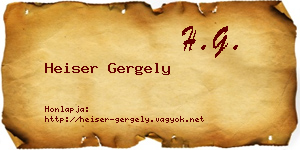 Heiser Gergely névjegykártya